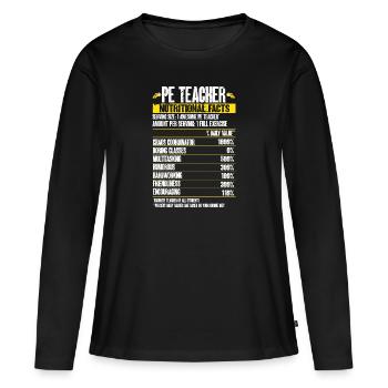Professeur d’éducation physique Professeur d’éducation physique - T-shirt manches longues Premium bio Femme - noir - Devant - Julia (174cm)