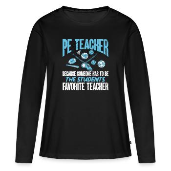Professeur d’éducation physique Professeur d’éducation physique - T-shirt manches longues Premium bio Femme - noir - Devant - Julia (174cm)
