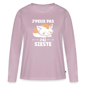 J'ai sieste - T-shirt manches longues Premium bio Femme - rose poudré - Devant - Julia (174cm)