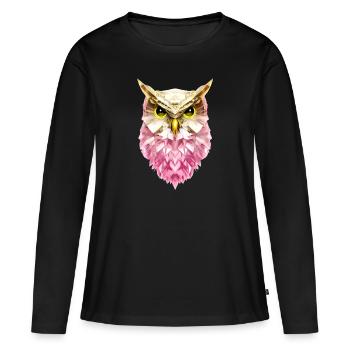 Nachteule - Frauen Premium Bio Langarmshirt - Schwarz - Vorne - Julia (174cm)