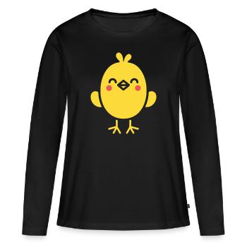 poussin - T-shirt manches longues Premium bio Femme - noir - Devant - Julia (174cm)