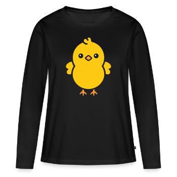 poussin - T-shirt manches longues Premium bio Femme - noir - Devant - Julia (174cm)