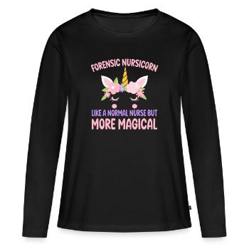 Nursicorn médico-légale comme une infirmière médico-légale normale - T-shirt manches longues Premium bio Femme - noir - Devant - Julia (174cm)