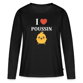 Simple multiples small hearts saint valentin flat - T-shirt manches longues Premium bio Femme - noir - Devant - Julia (174cm)
