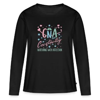 CNA Citations de soins infirmiers Drôle Infirmière Amoureux Mignon CNA - T-shirt manches longues Premium bio Femme - noir - Devant - Julia (174cm)