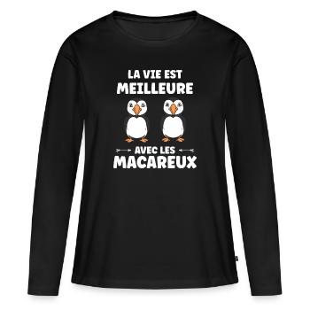 macareux - T-shirt manches longues Premium bio Femme - noir - Devant - Julia (174cm)
