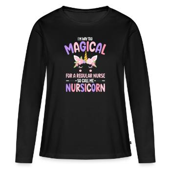 Soins correctionnels comme une infirmière normale cadeaux - T-shirt manches longues Premium bio Femme - noir - Devant - Julia (174cm)