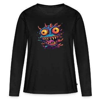 Halloween Spooky Monster Devil démon cadeau - T-shirt manches longues Premium bio Femme - noir - Devant - Julia (174cm)