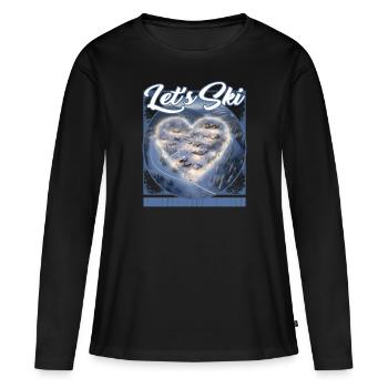 Skions les gravures de colline sincères Passion Peak - T-shirt manches longues Premium bio Femme - noir - Devant - Julia (174cm)