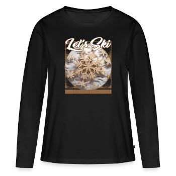 Let’s Ski Snowflake Ski Maps Micro Mountain - Women's Premium Organic Long Sleeve Shirt - black - Front - Julia (174cm)