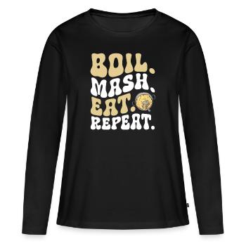 Purée de pommes de terre Purée de pommes de terre - T-shirt manches longues Premium bio Femme - noir - Devant - Julia (174cm)
