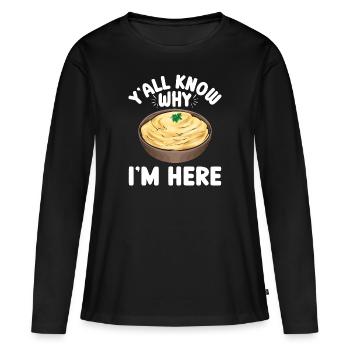 Purée de pommes de terre Purée de pommes de terre - T-shirt manches longues Premium bio Femme - noir - Devant - Julia (174cm)