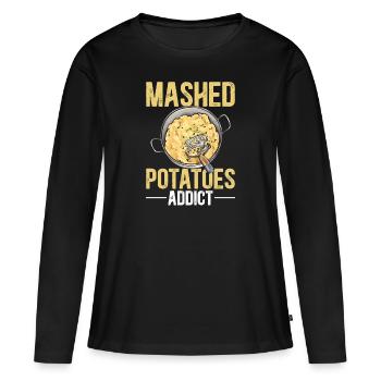 Purée de pommes de terre Purée de pommes de terre - T-shirt manches longues Premium bio Femme - noir - Devant - Julia (174cm)