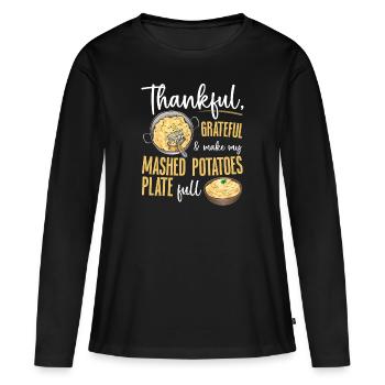 Purée de pommes de terre Purée de pommes de terre - T-shirt manches longues Premium bio Femme - noir - Devant - Julia (174cm)