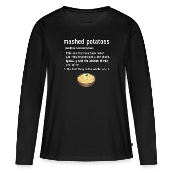 Purée de pommes de terre Purée de pommes de terre - T-shirt manches longues Premium bio Femme - noir - Devant - Julia (174cm)