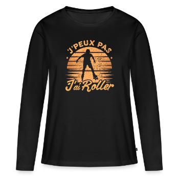 Je peux pas j’ai roller - T-shirt manches longues Premium bio Femme - noir - Devant - Julia (174cm)