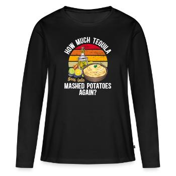 Purée de pommes de terre Purée de pommes de terre - T-shirt manches longues Premium bio Femme - noir - Devant - Julia (174cm)