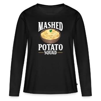 Purée de pommes de terre Purée de pommes de terre - T-shirt manches longues Premium bio Femme - noir - Devant - Julia (174cm)