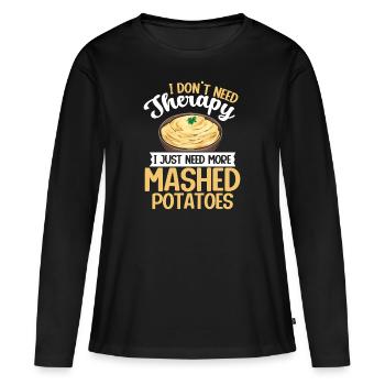 Purée de pommes de terre Purée de pommes de terre - T-shirt manches longues Premium bio Femme - noir - Devant - Julia (174cm)