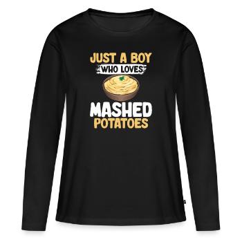 Purée de pommes de terre Purée de pommes de terre - T-shirt manches longues Premium bio Femme - noir - Devant - Julia (174cm)