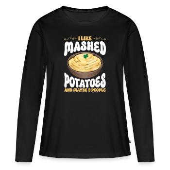 Purée de pommes de terre Purée de pommes de terre - T-shirt manches longues Premium bio Femme - noir - Devant - Julia (174cm)