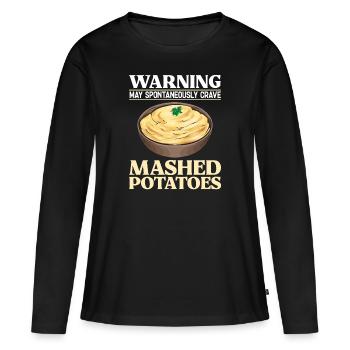 Purée de pommes de terre Purée de pommes de terre - T-shirt manches longues Premium bio Femme - noir - Devant - Julia (174cm)