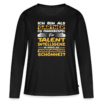 Le jardinier, un excellent exemple de talent - T-shirt manches longues Premium bio Femme - noir - Devant - Julia (174cm)