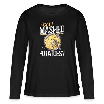 Purée de pommes de terre Purée de pommes de terre - T-shirt manches longues Premium bio Femme - noir - Devant - Julia (174cm)