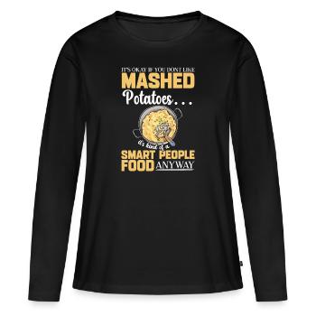 Purée de pommes de terre Purée de pommes de terre - T-shirt manches longues Premium bio Femme - noir - Devant - Julia (174cm)