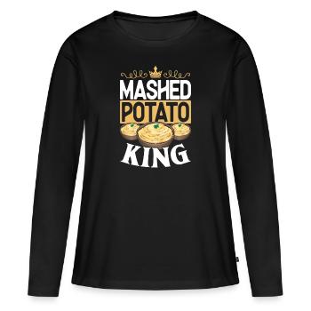 Purée de pommes de terre Purée de pommes de terre - T-shirt manches longues Premium bio Femme - noir - Devant - Julia (174cm)