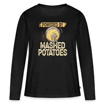 Purée de pommes de terre Purée de pommes de terre - T-shirt manches longues Premium bio Femme - noir - Devant - Julia (174cm)