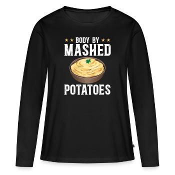 Purée de pommes de terre Purée de pommes de terre - T-shirt manches longues Premium bio Femme - noir - Devant - Julia (174cm)