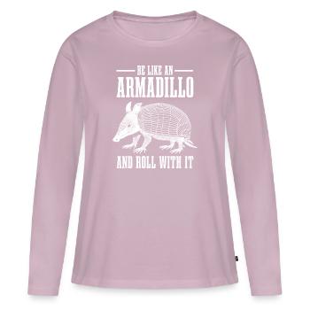 Tatou - T-shirt manches longues Premium bio Femme - rose poudré - Devant - Julia (174cm)