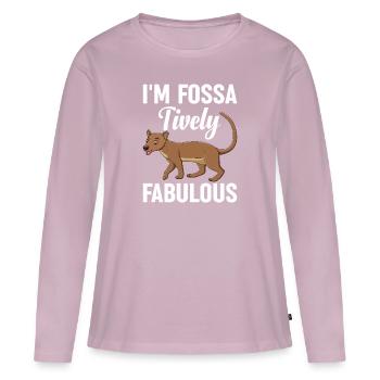 Fossa Predator Chat de Madagascar - T-shirt manches longues Premium bio Femme - rose poudré - Devant - Julia (174cm)