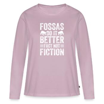 Fossa Madagascar fait mieux - T-shirt manches longues Premium bio Femme - rose poudré - Devant - Julia (174cm)