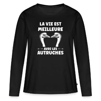Strauß Zitat - Frauen Premium Bio Langarmshirt - Schwarz - Vorne - Julia (174cm)