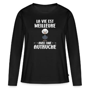 Strauß Zitat - Frauen Premium Bio Langarmshirt - Schwarz - Vorne - Julia (174cm)