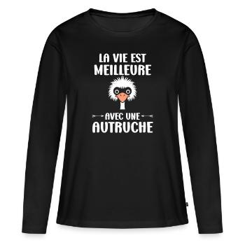 Strauß Zitat - Frauen Premium Bio Langarmshirt - Schwarz - Vorne - Julia (174cm)