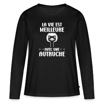 Strauß Zitat - Frauen Premium Bio Langarmshirt - Schwarz - Vorne - Julia (174cm)