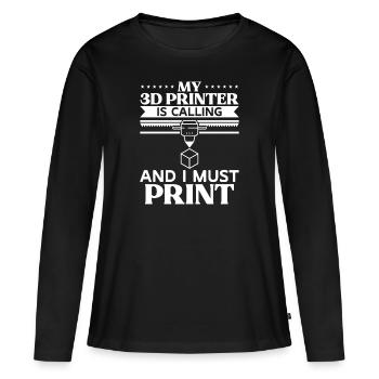 Imprimante 3D Impression 3D - T-shirt manches longues Premium bio Femme - noir - Devant - Julia (174cm)