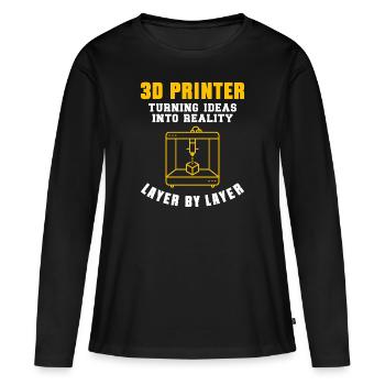 Imprimante 3D Impression 3D - T-shirt manches longues Premium bio Femme - noir - Devant - Julia (174cm)