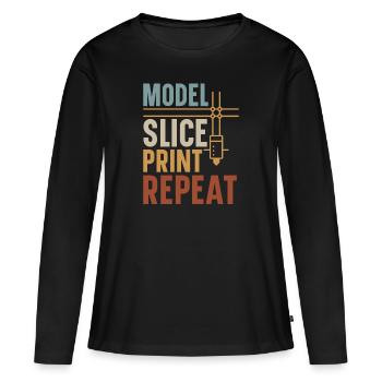 Imprimante 3D Impression 3D - T-shirt manches longues Premium bio Femme - noir - Devant - Julia (174cm)