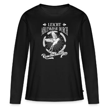Facilement distrait par les hirondelles rustiques - T-shirt manches longues Premium bio Femme - noir - Devant - Julia (174cm)