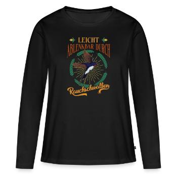 Facilement distrait par les hirondelles rustiques - T-shirt manches longues Premium bio Femme - noir - Devant - Julia (174cm)