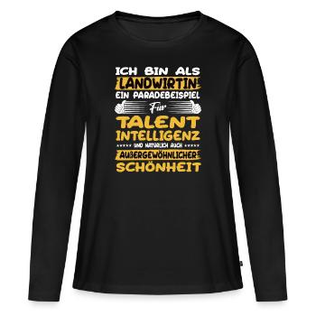 L’agriculteur, un excellent exemple de talent - T-shirt manches longues Premium bio Femme - noir - Devant - Julia (174cm)