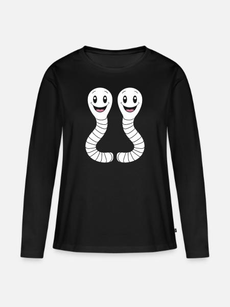 regenwürmer - Frauen Premium Bio Langarmshirt - Schwarz