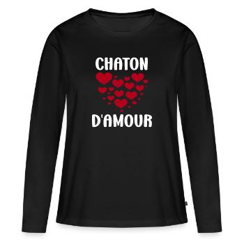Chaton - T-shirt manches longues Premium bio Femme - noir - Devant - Julia (174cm)