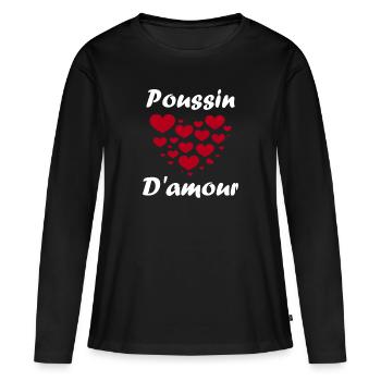 Poussin - T-shirt manches longues Premium bio Femme - noir - Devant - Julia (174cm)