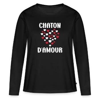 Chaton - T-shirt manches longues Premium bio Femme - noir - Devant - Julia (174cm)
