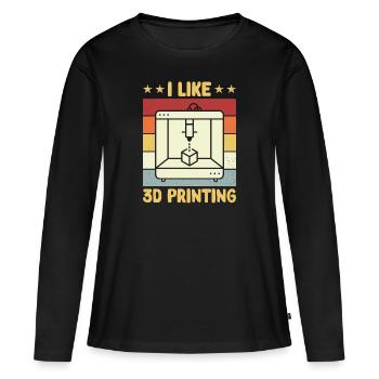 Imprimante 3D Impression 3D - T-shirt manches longues Premium bio Femme - noir - Devant - Julia (174cm)